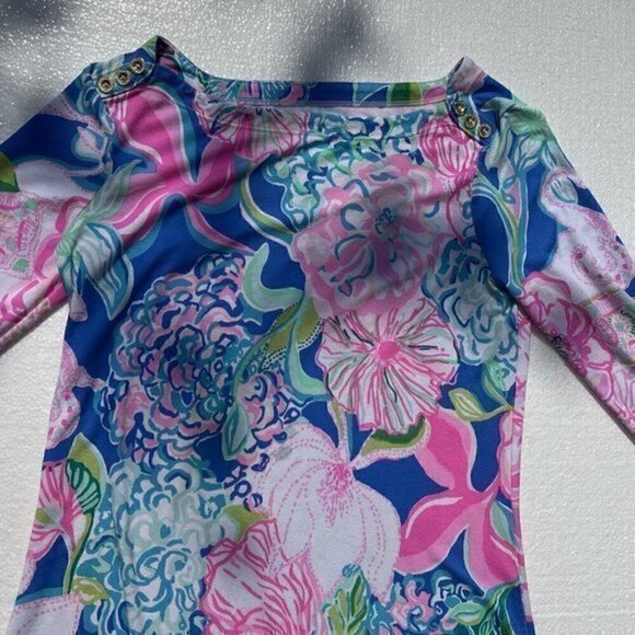 Lilly Pulitzer Sophie Peony For Your Thoughts Dress XXS Pink Blue Floral SPF - Picture 4 of 10